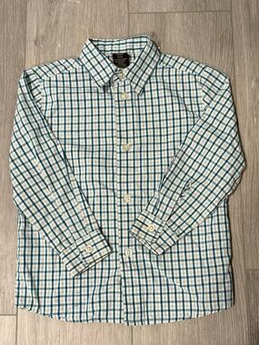Dockers Teal and White Plaid Button-Down Shirt. Boys 4T